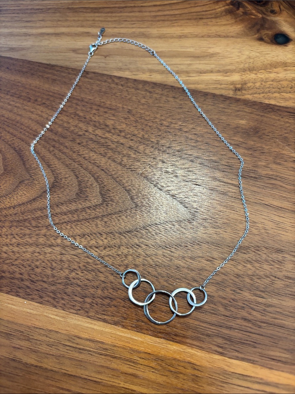 Infinity 5 Circles 925 Sterling Silver Marked Necklace 18”